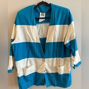 Blue and White Striped Pants Suit - Size 16